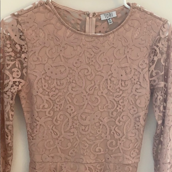 Blush Pink Long Sleeved Bodycon Dress - Picture 4 of 6